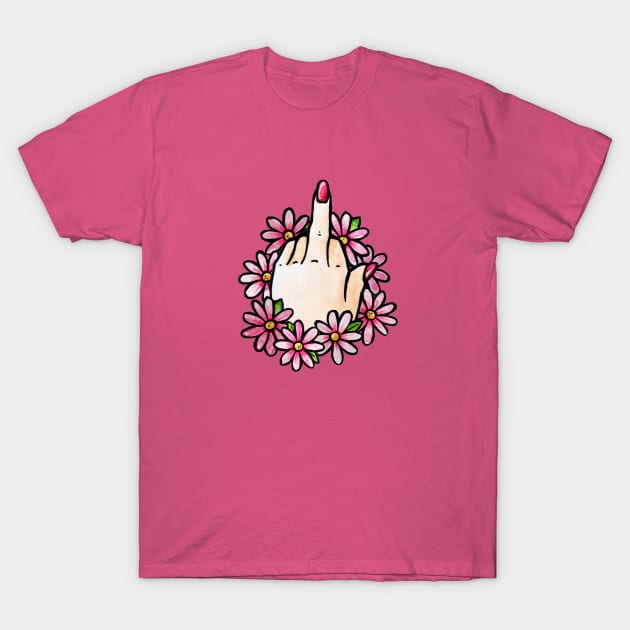 Floral FU Middle Finger T-Shirt by bubbsnugg